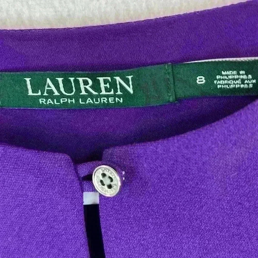 Lauren Ralph Lauren Sheath Dress Women’s 8 Purple Keyhole Sleeveless - Picture 3 of 8